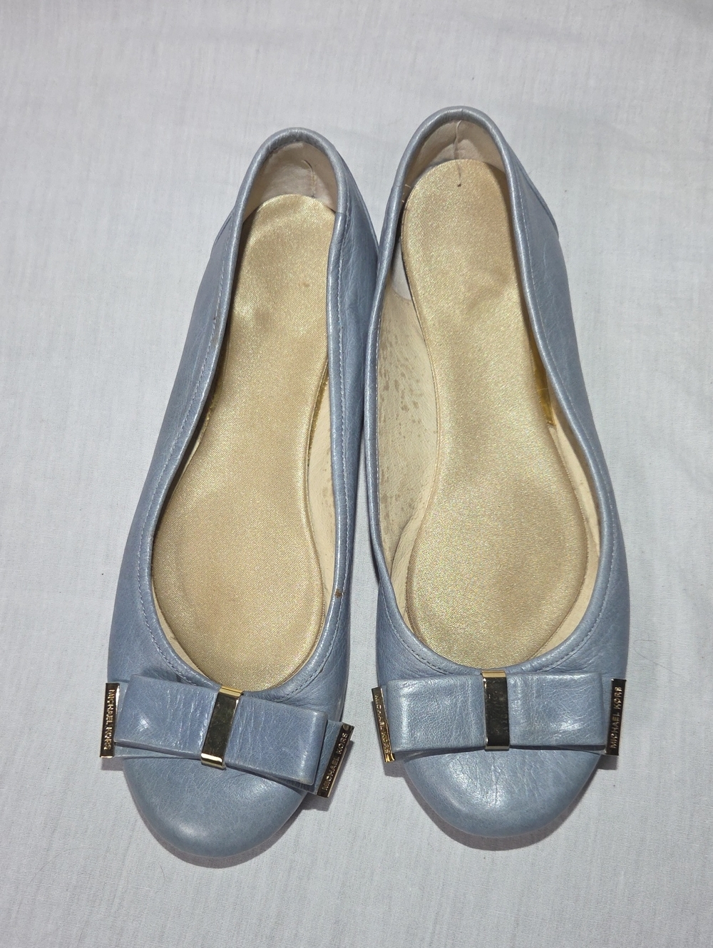 MICHAEL KORS LIght Blue Ballet Flats Loafer Womens Shoes 8 1/2 8.5 Woman Leather